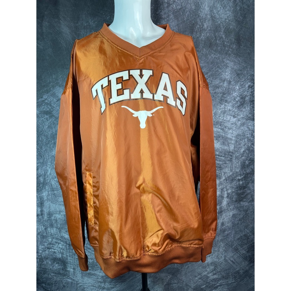 VTG Red Oak Windshirt Mens 2XL Burnt Orange Texas Longhorns V-Neck Pullover